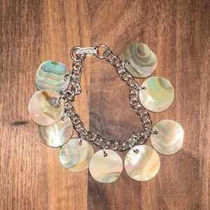 Iridescent Shell Silver Bracelet